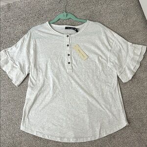 Doe & Rae Light Gray Henley Top